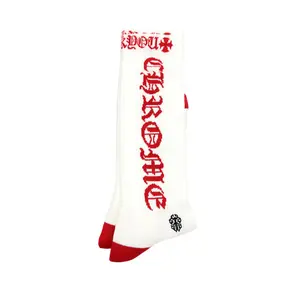 Chrome Hearts Vertical Logo Single Pair Sock White/Red
