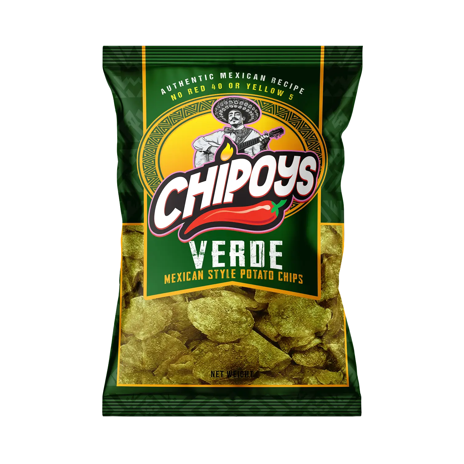 Chipoys Verde Mexican Style Potato Chips (2.5oz) (10 Bags)
