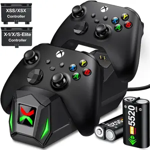 ESYWEN Dual Xbox Controller Charger Station with 2X 5520mWh Rechargeable Battery Packs & 4 Battery Covers - Fast Charging Dock for Xbox One/Series X|S Controllers - LED Indicator, Compact Design