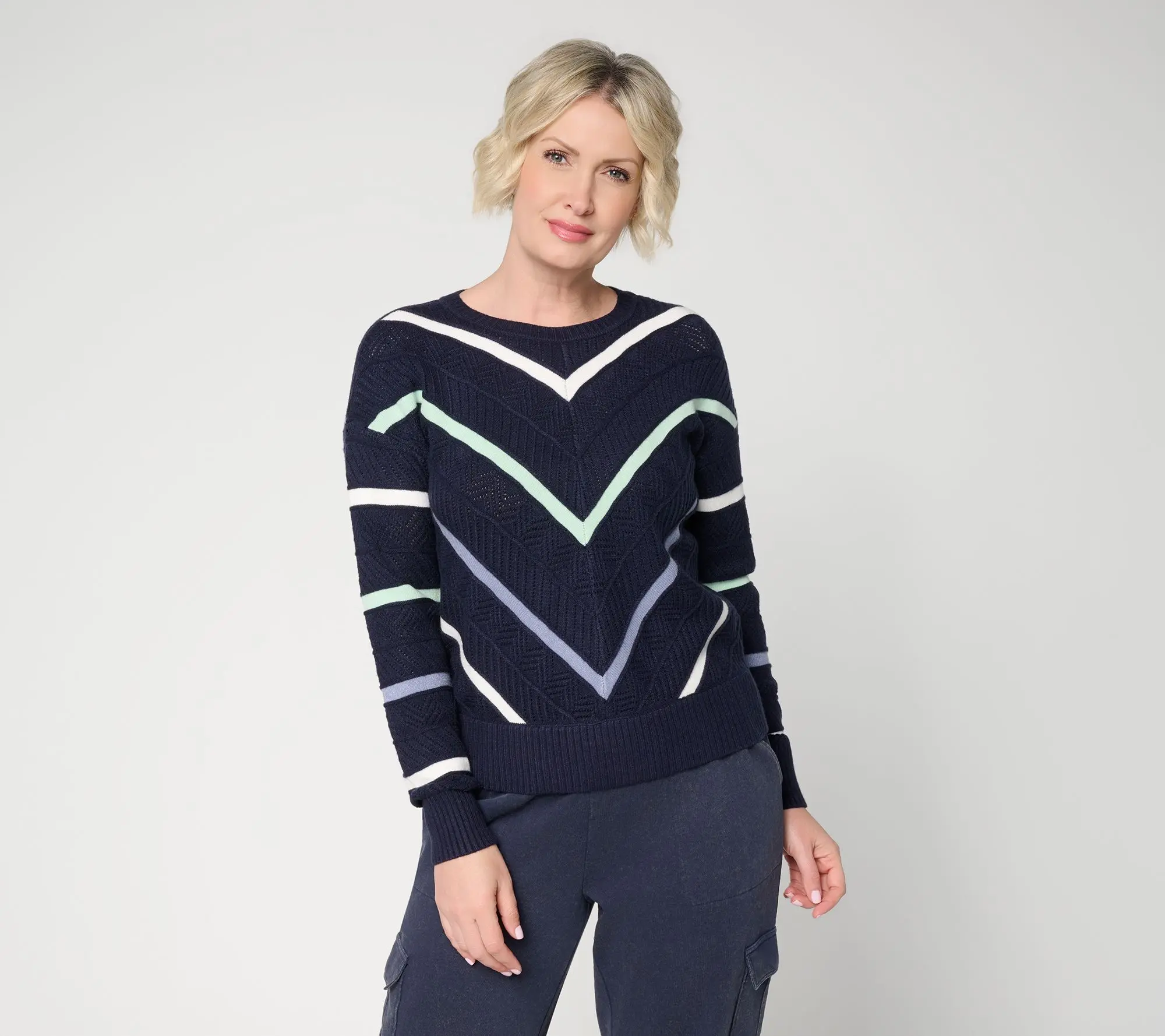 AnyBody Cotton Striped Sweater