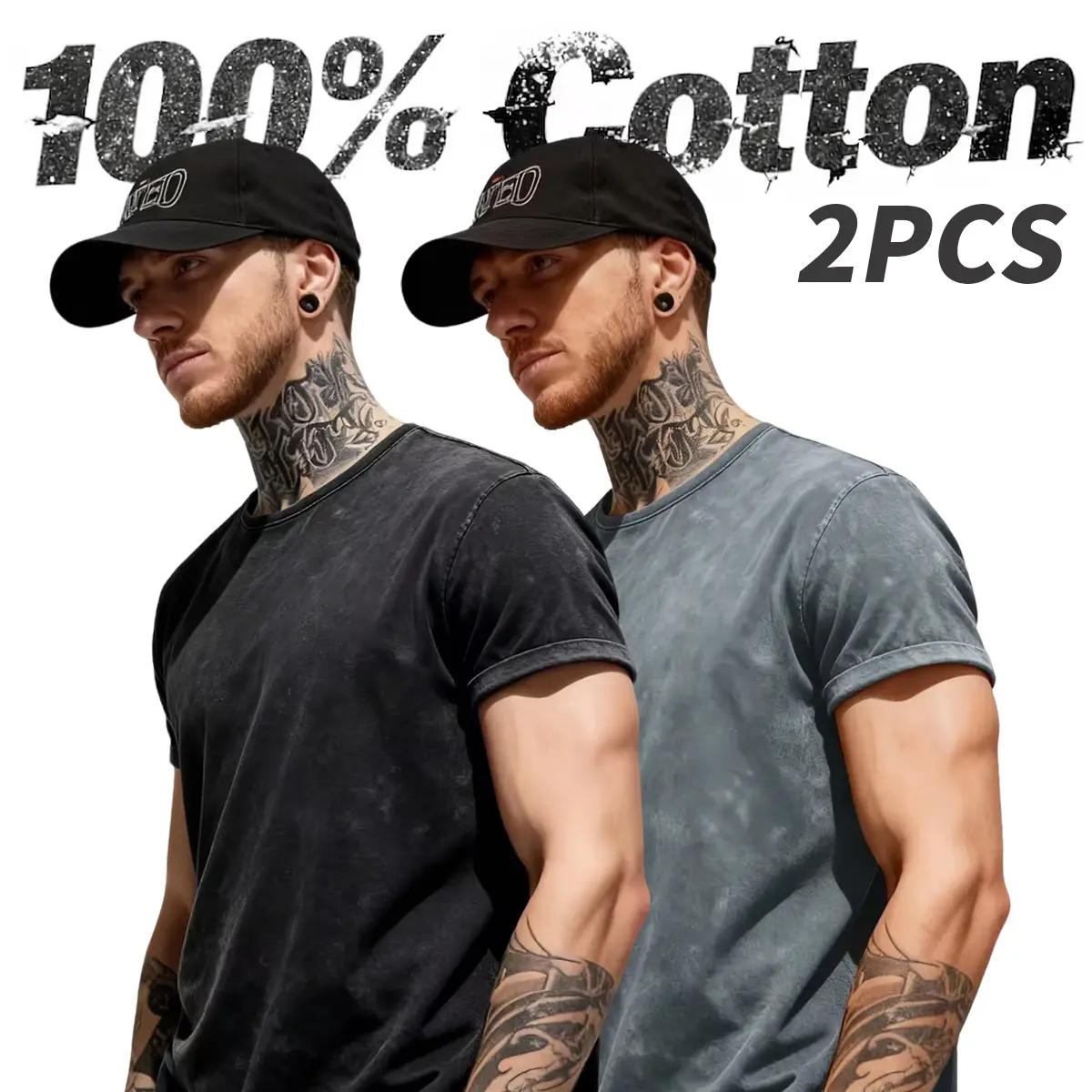 Men's Vintage Washed Tie Dye T Shirt Distressed Faded Short Sleeve Tee for Men, Soft Breathable Casual Streetwear Shirt for Summer, Retro Style Everyday T Shirt
