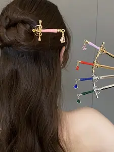Elegant Rhinestone Hairpin Sword Design, Unique Ancient Style Accessory, Perfect for Special Occasions & Daily Wear, Updo, Barrettes Hair Clips