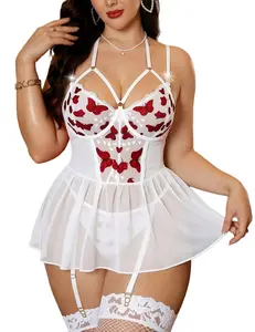 Alrovetoney Sexy Lingerie For Women Christmas Sexy Wedding Lingerie Set Garter Belt