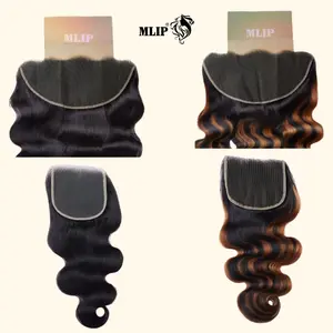 MLIP 13x6/5x5 HD 0.10mm Invisible Swiss Lace Closure Pre-plucked Natural Hairline Body Wave Human Hair Lace Closure for All Skin Tones