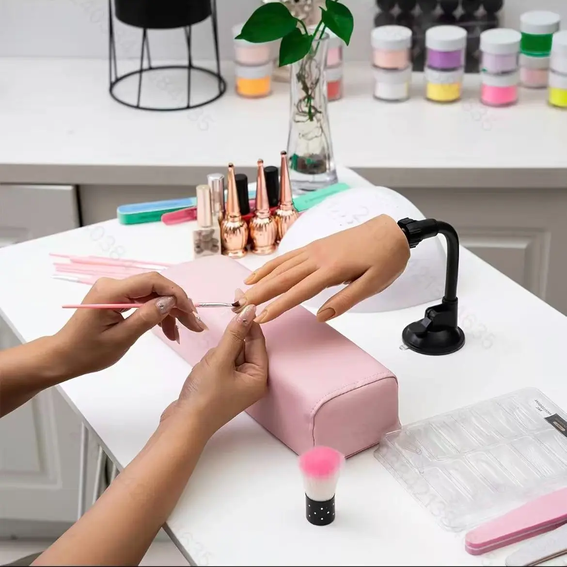 Nail Art Practice Model Silicone Nail Practice Tool Set, Manicure, DIY Manicure, Home Nail Art, Professional Salon Use, Includes Matching Nails, Ideal for Beginners & Professionals, Nail Tech Supplies, Nail Art Supply