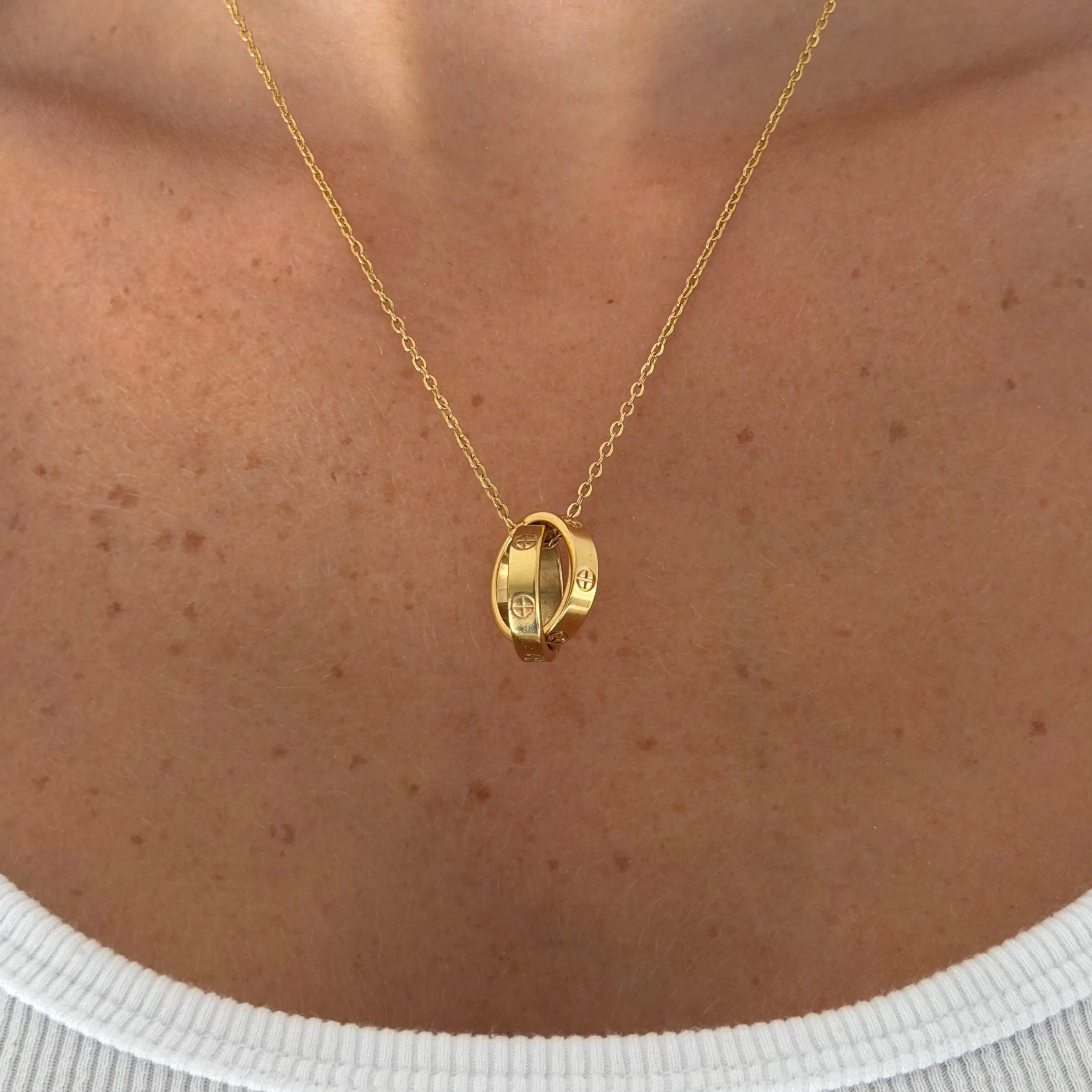 EVRY JEWELS Gold or Silver Plated Women's Linked Bestie Necklace