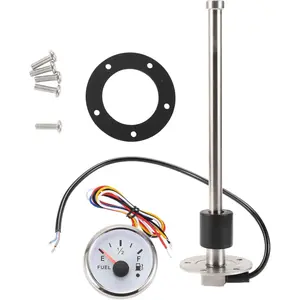 Fuel Sending Unit and Gauge Kit 0-190 Ohms 9"(250mm) for Boat Vehicle Truck RV Marine Fuel Sender Unit
