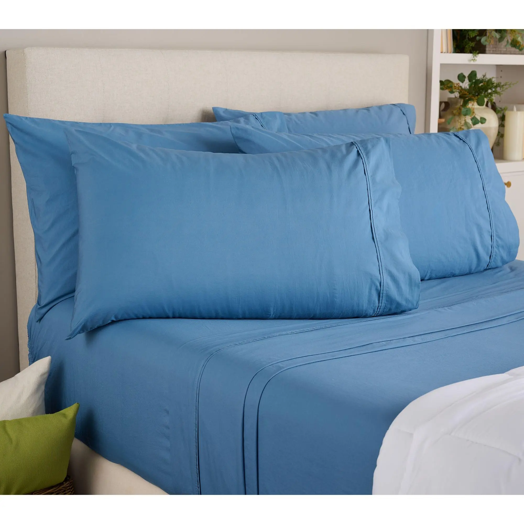 Home Reflections Washed Percale Sheet Set w/ Extra Cases Home Reflections Washed Percale Sheet Set w/ Extra Cases