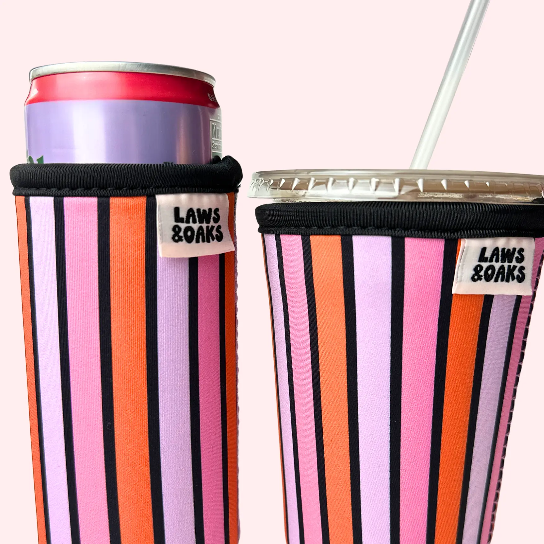 Halloween Stripes Drink Sleeve: Reusable 16-32oz Coffee Sleeve, Slim 12oz Energy Drink Sleeve, Koozie