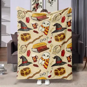 Harry Potter Style Plush Blanket, Owl Wand Magic Elements Warm Throw, Soft Blankets, Cozy Home Decor Gift for All Seasons, Perfect Present for Family