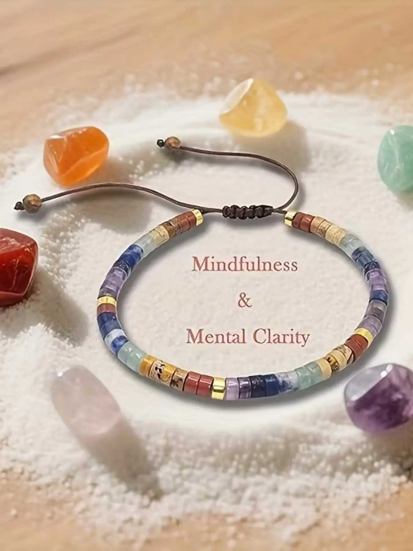 Women's 7 Chakra Boho Stone Bracelet, Natural Stone Beaded Woven Design, Spiritual Healing Jewelry with Mental Clarity, Mindfulness and 7 Chakra Colors, Bohemian Style, Jewelry Gifts, Bohemian Bracelets