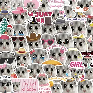 Cute Hamster Pattern Sticker, 50pcs/set Creative Funny Self Adhesive Decor Paper, DIY Decor Sticker for Gift Greeting Card Water Bottle Laptop Phone