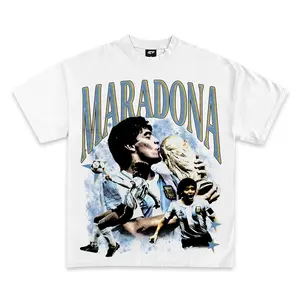 Diego Maradona Graphic Tee, Y2K Rap Streetwear T-Shirt, Unisex Crew Neck, Vintage Hip-Hop Graphic, Sports Style, Casual Cotton Fit