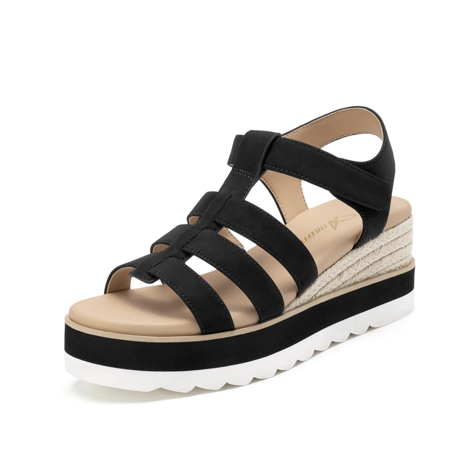 Athlefit Espadrille Low Wedge Sandals for Women Comfortable Casual Open Toe Platform Sandals for Summer Beach Vacation