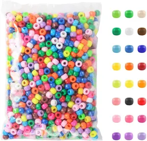 1200 Pcs Pony Beads Plastic Beads for Bracelet Making, Multi-Colored Beads for Hair Braiding, DIY Crafts, Kandi Jewelry, Key Chains and Ornaments Decorations 24 Assorted Colors