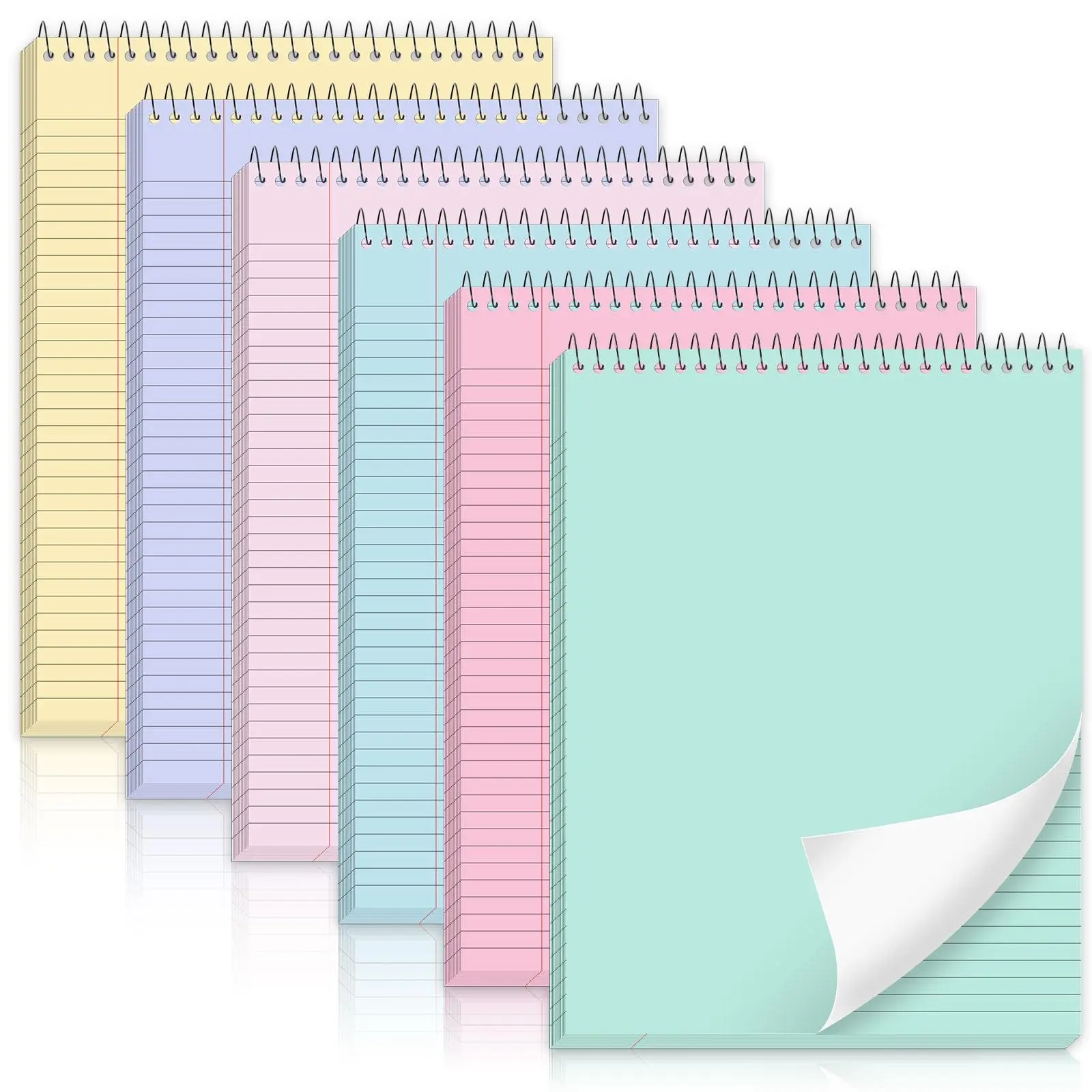 GISGFIM 6 Pcs Pastel Top Bound Spiral Notebooks 8.5" x 11" College Ruled Aesthetic Legal Pad Top Spiral Steno Pads Colored Paper Assorted Covers Spiral Notebook for Writing School Office Supplies