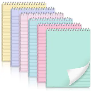 GISGFIM 6 Pcs Pastel Top Bound Spiral Notebooks 8.5" x 11" College Ruled Aesthetic Legal Pad Top Spiral Steno Pads Colored Paper Assorted Covers Spiral Notebook for Writing School Office Supplies
