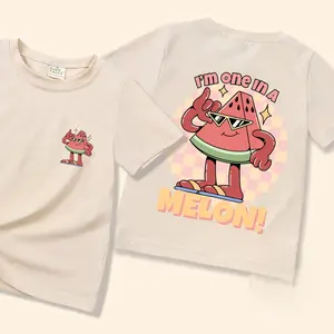 One in a melon watermelon T-Shirt, Long Sleeve, T-Shirt, Summer, Fruit, Graphic Tee, Youth clothing Casual Graphic Apparel, Everyday Wear, Trendy Style, For son and daughter, matching family Outfit, Holiday Clothing