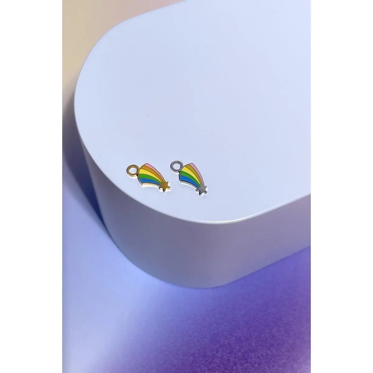 Rainbow Shooting Star Enamel Dangle Charm