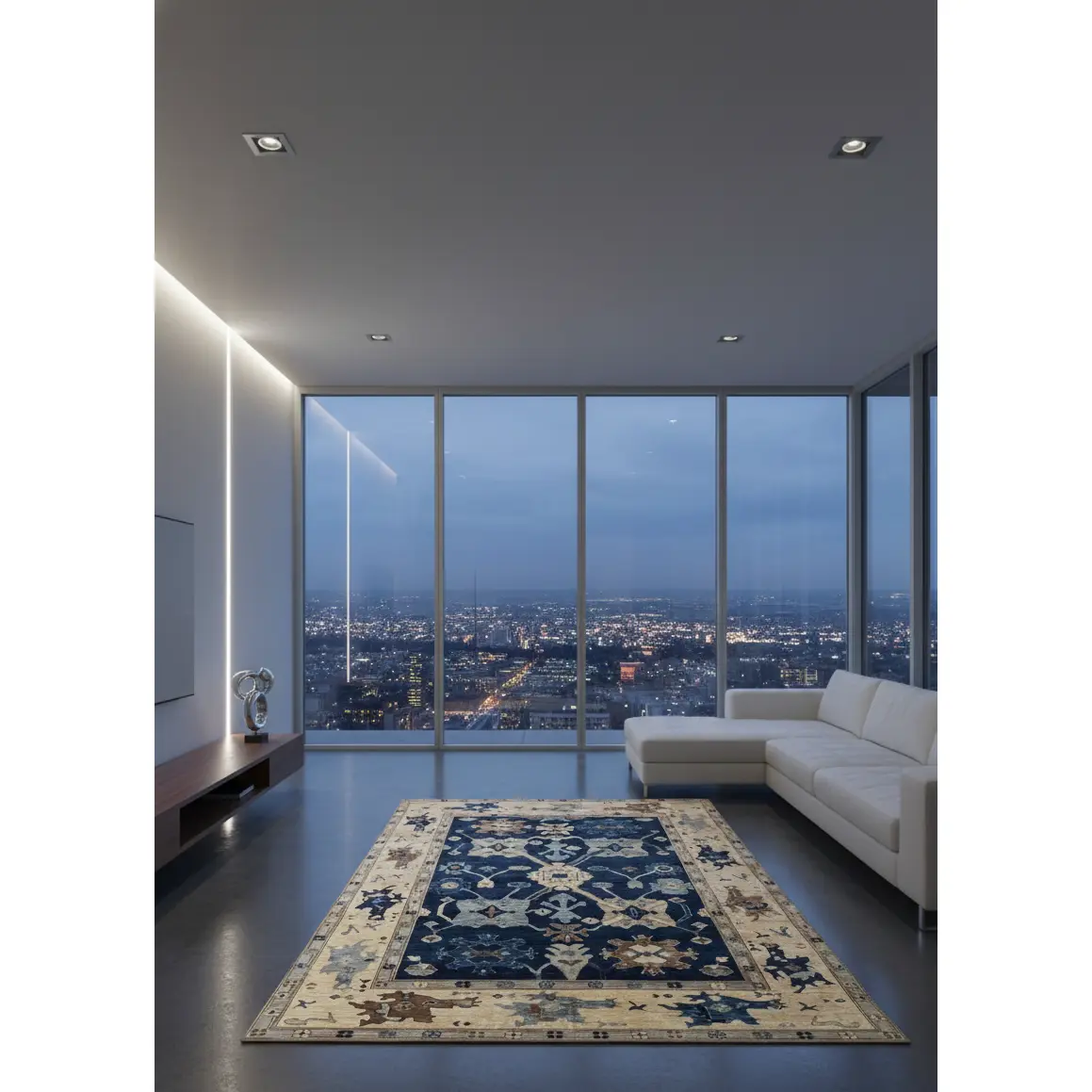 Oushak Hand-Knotted Ghazni Wool Rug – 9′9″ × 6′6″ | Afghan Craftsmanship