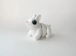 Easter's White Bunny Fidget Toy - Medium High-Quality 3D-Printed Articulated Buddy with Tiki-Taka Noise for Indoor and Outdoor Play & Stress Relief