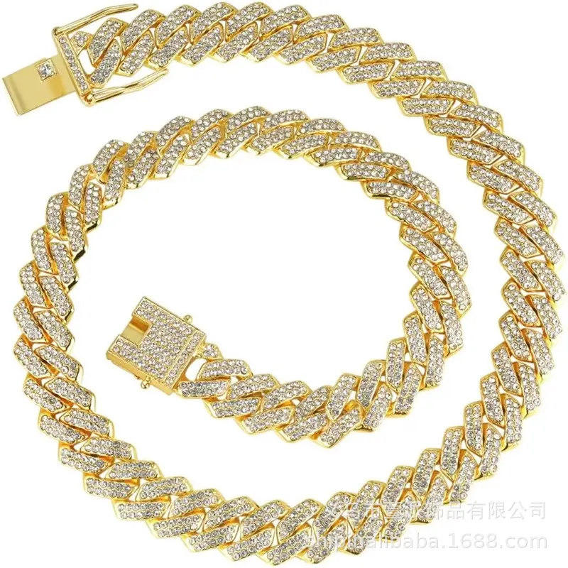 14mm wide diamond gold 55 cm long