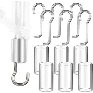 6 Set Wand Wire and Sleeve Collar for Horizontal Mini Blinds Wand Replacement with Hook Window Blind Repair Parts with 1 Inch Square Headrails for Window Opener Accessory
