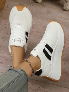Spring Autumn New Season Versatile Thick Sole Height Increasing Casual Walking Sports Shoes, Retro Almond Waterproof Anti-Slip Sporty Daily Wear Sneakers for Women