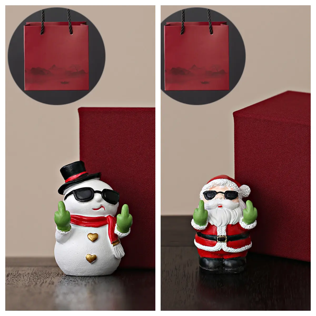 Santa Claus + Snowman + Gift Box