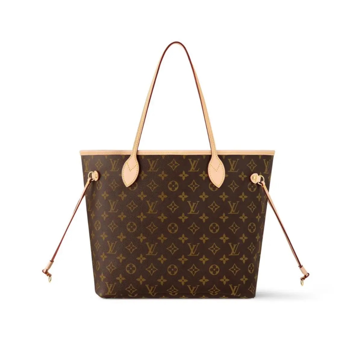 Pre-owned Louis Vuitton Neverfull Bag MM Monogram Canvas Tote Beige Interior Chip‑Version 2604696