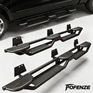 POFENZE-NADIA Running Boards for 2019-2026 RAM 1500 CREW CAB(4 full-size doors), Carbon Steel NerfBarsSideSteps for Full Size Truck, Black PowderCoatedRunningBoards boujee car accessories rock sliders