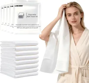 AMA SNOW 10 PCS Extra Large Disposable Bath Towel Set, Compressed Natural Plant Fiber Unisex Towelettes, Highly Absorbent Lint-Free Individually Wrapped Hygienic Home Bathroom Supplies, Travel-Friendly Portable for Travel, Camping and Gifts outdoorfun