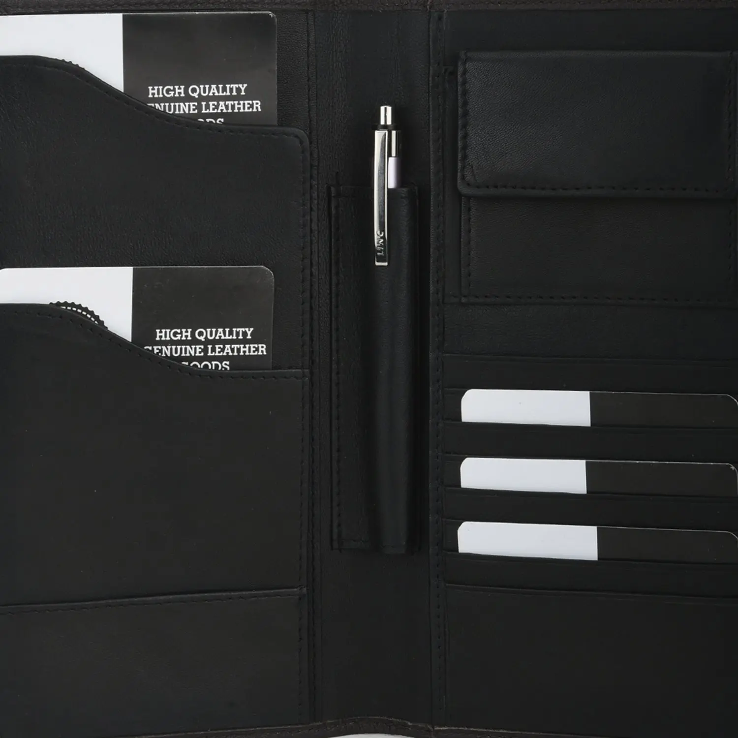 LB LEATHERBOSS Branded Handcrafted Genuine Leather Passport Holder - Complete Travel Organizer Wallet for Men with 9 Card Slots, Pen Holder, Back Pocket (Makes a Great Gift for Travel Enthusiasts)