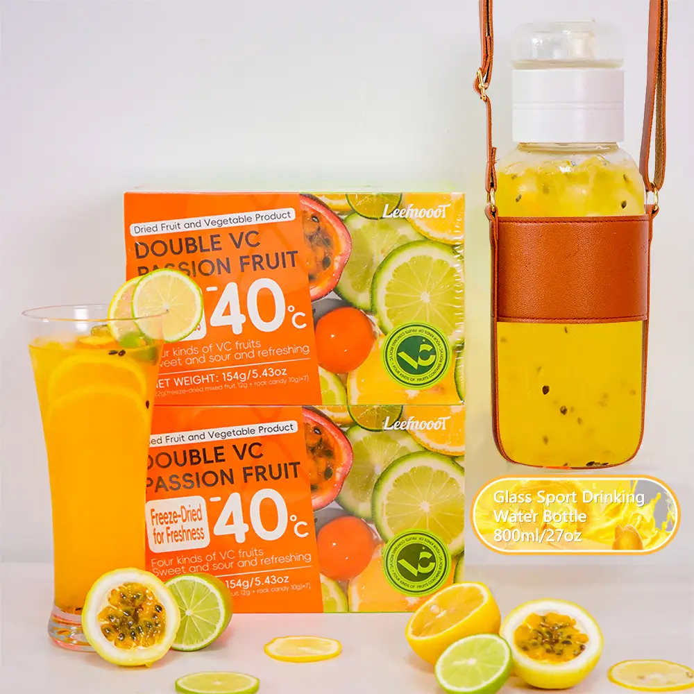 BOGO Quadruple VC Passion Fruit Cocktail Tea 2 Cartons (1carton 154g 22g×7packs)×2 Lemon Kumquat Tea With Freeze Dried Lemon Passion Fruit And Kumquat