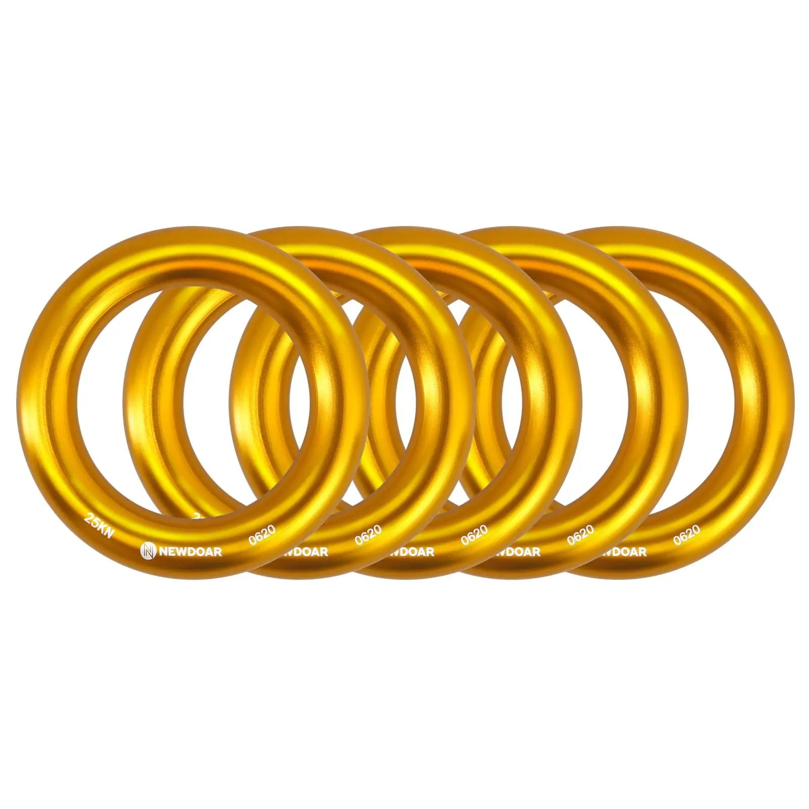 NewDoar Rappel Ring 25kN Gold Large O-Ring Rope Connector for Rock Climbing Arborist Rescue Hammock and Slackline