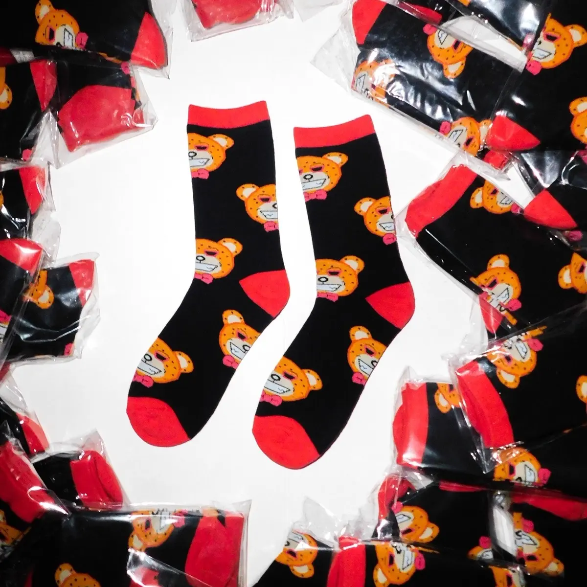 CHEETAH BEAR JACQUARD COMFORTABLE UNISEX SOCKS!