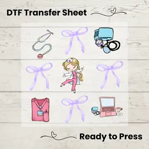 Coquette Nurse DTF, Dtf Transfer Sheet, Ready to Press, Custom Dtf, Diy Heat Transfer, Coquette Aesthetic  Shirt, Nurse Gift