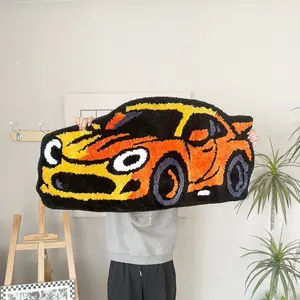 Handmade Super Car Rug, Thick Tufted Craftsmanship, Soft Touch, Comfortable Foot Feel, Base with Gradient, Home Decor, Floor Mat