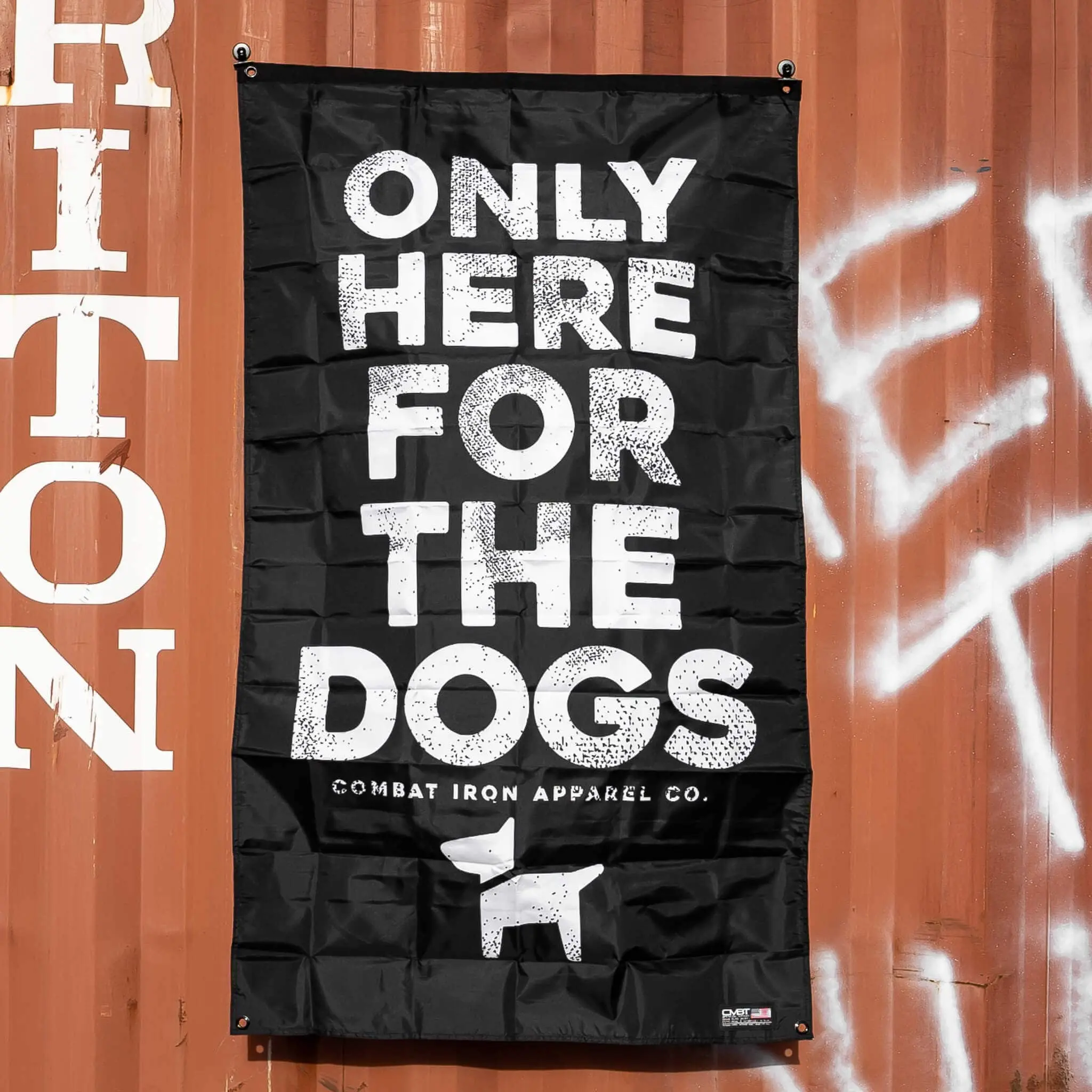 "Only Here For The Dogs" Tough Nylon 3'x5' Wall Flag, Durable Inspirational Decor, Flags for Room, Gym Banner, Festive Party Backdrop, Easy Hand-Wash Clean, Briefing Room Hype, Garage Wall Boost, Lasting Bright Color
