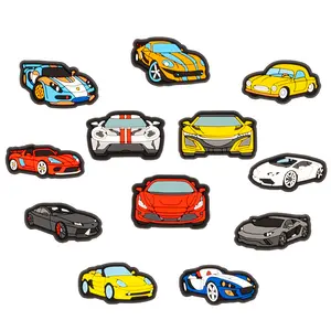 Race Car Charms Supercar 12PCS Drift Car PVC Cute Clog Pins Accessories Party Favors Birthday Gifts Holidays Decoration for Boys Women Girls