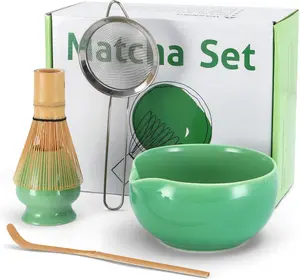 5 count Matcha Whisk Set, 18OZ Matcha Bowl With Thoughtful Spout,    Whisk, Ceramic Whisks Holder, 304 Stainless Sifter,  Scoop,  Spoon,  for Matcha Lovers Beginner