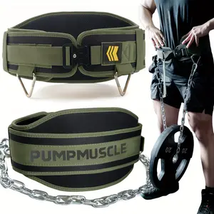 2-in-1 Weightlifting Belt & Dip Belt with 36.7 IN Rope, Double-Layer Weight Lifting Belts, Powerlifting Gym Weighted Belt for Pull Up Squat