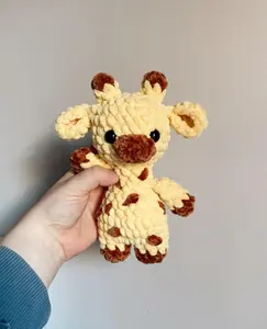 Loppy Puff - Handmade Crochet Giraffe Plush Toy | Soft Amigurumi Animal Doll | Cute Jungle Safari Gift For Kids & Baby Room Décor