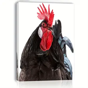 Fashion Black Rooster Canvas Art - 11.8"x15.7" Wooden Frame Wall Decoration, Suitable for Living Room, Bedroom, Kitchen, and Office - Perfect Home Decor or Unique Gift, Ideal Room Decoration
