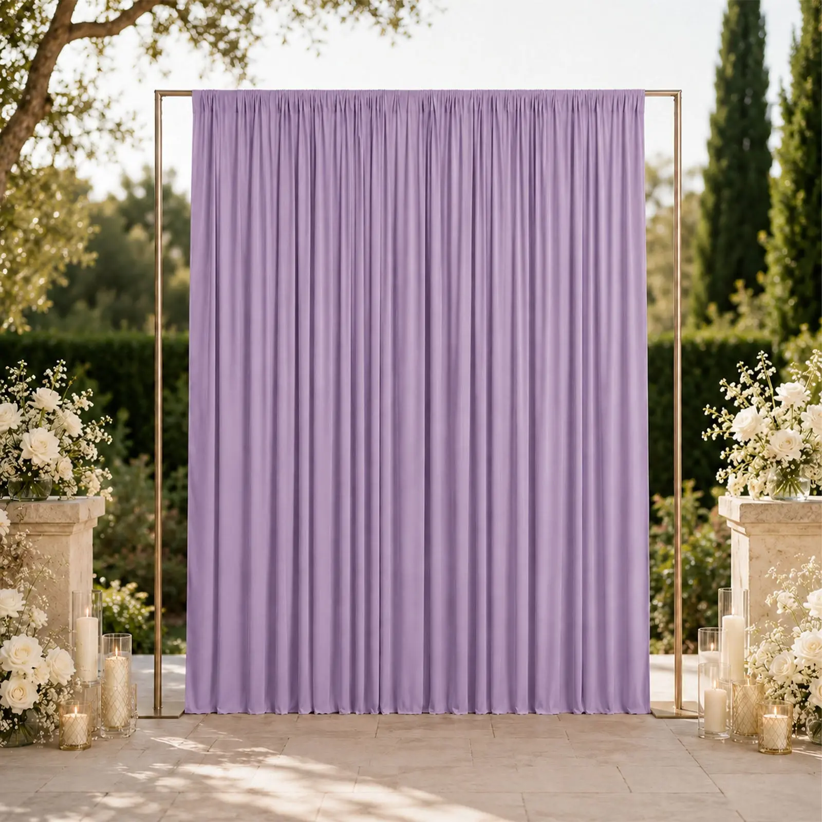 10ft x 12ft Lavender Lilac Spandex Backdrop Curtain - 4-Way Stretch, Wrinkle-Free, Machine Washable with Rod Pockets for Weddings, Parties, Window Decor & Events