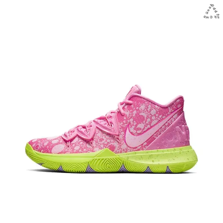 Mid-top Basketball Sneakers | Hot Pink Breathable Mesh Upper with White Spot Print Decoration | Two-tone Hot Pink and Fluorescent Green Speckled Multi-grip Traction Outsole for Basketball Training & Matches
