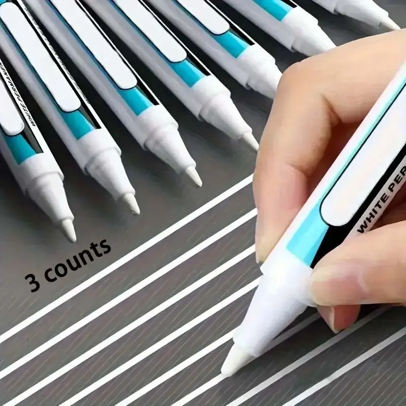 White Permanent Marker Pen, Permanent Oil Marker, 3/6/9 Counts Waterproof Marker Pens, Fine Point Art Creation Pen, Writing Stationery, Drawing Markers, Waterproof Marker Set, Office Stationery & Supplies