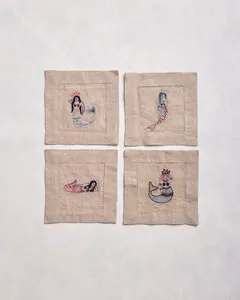 Daughters of Triton - Cocktail Napkins Set of 4 - Natural Linen