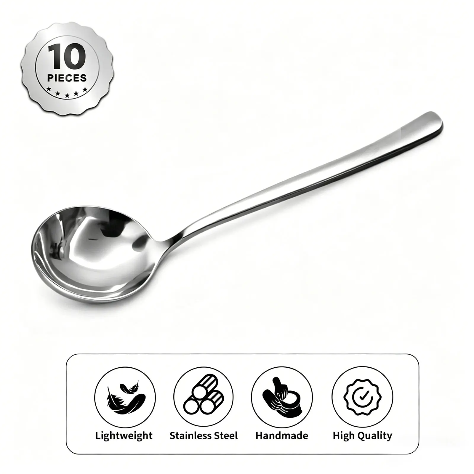 【AREL】4/10 PCs Stainless Steel Soup Spoon Set,home essentials