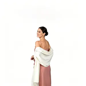 Soft Faux Cashmere Shawl Wrap for Women Elegant Fringed Stole Scarf for Wedding Party Bridesmaid Evening Dress Lightweight Shawl Accessories for Women Formal Events Bridal Shawl and Wrap Accessories